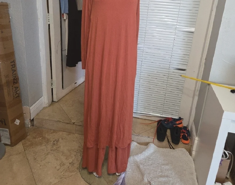 Rust Orange Long Cardigan and Pants Set Medium Size 3 Pieces[1115]